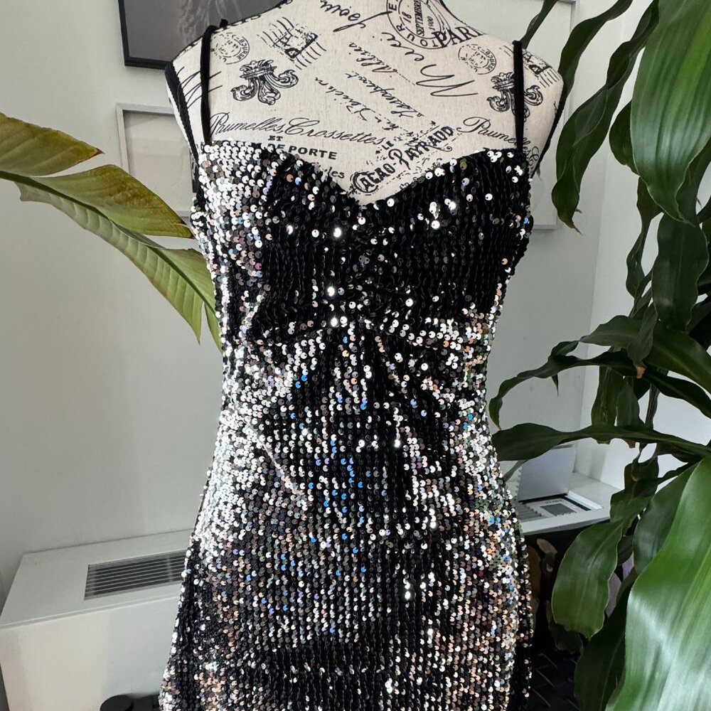 Zara Multicolor Sequin Strap Mini Dress